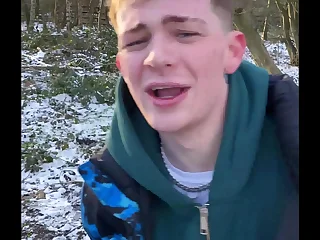 Sledding day turns into Extreme cum play day with massively HUNG Local Lad This is So cute- his Just turned 18